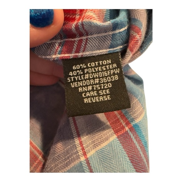 Buckle Depart West Plaid Lightweight Cotton Button Down Shirt Large Blue Grey - Picture 8 of 15